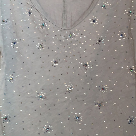 JCrew Gray Sequin Scoopneck Tee Size Small - Picture 5 of 8